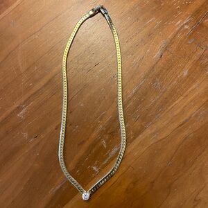 Gold Plated Necklace with CZ Accent